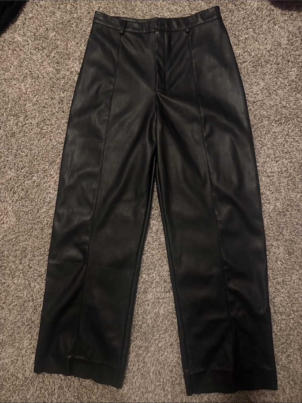 Streetwear Society Black Faux Leather Wide-Leg Pants